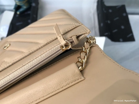 HyperPeter Gold Bag   With CHANEL Flap Lambskin Silver Hardware 0804